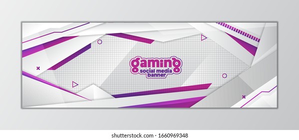 White Purple Abstract Gaming Header Social Media Banner Template 