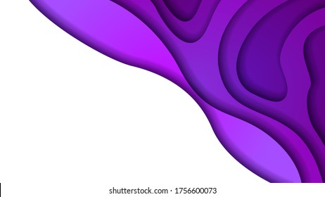 White And Purple Abstract Paper Cut Background Vector Shadows 3D Smooth Objects Modern Design