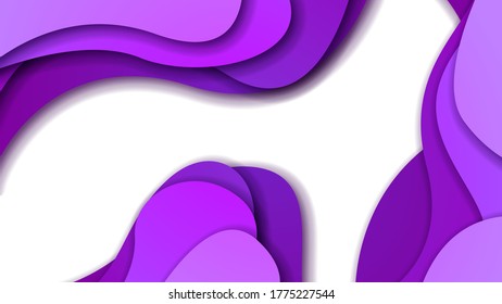 White And Purple Abstract Paper Cut Background Vector Shadows 3D Smooth Objects Modern Design