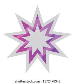 White and purple Bahai star symbol vector illustration on a white background