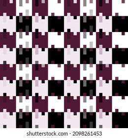 White and purple, black mosaic checkerboard seamless pattern background. Vector illustration.