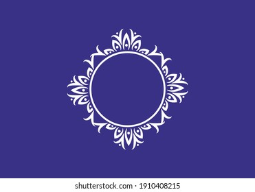 Círculo morado blanco con diseño de logotipo vectorial adorno