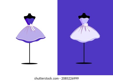 White and purple dress on a mannequin