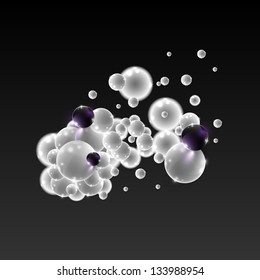White and purple vector bubbles in a group