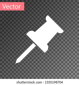 White Push pin icon isolated on transparent background. Thumbtacks sign. Vector Illustration