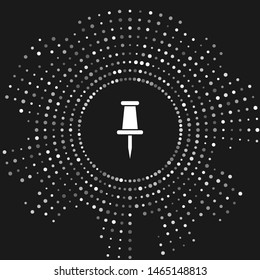 White Push pin icon isolated on grey background. Thumbtacks sign. Abstract circle random dots. Vector Illustration