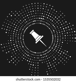 White Push pin icon isolated on grey background. Thumbtacks sign. Abstract circle random dots. Vector Illustration