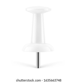 White push pin isolated on white background. Vector illustration. Ready for use in your design.EPS10.