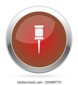 White Pushpin icon on red web app button