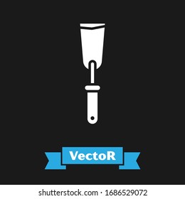 White Putty knife icon isolated on black background. Spatula repair tool. Spackling or paint instruments.  Vector Illustration