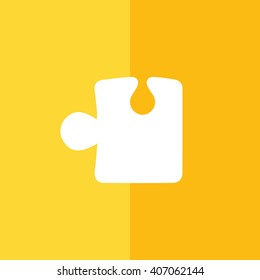White puzzle icon vector illustration. Yellow background