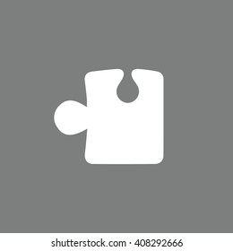 White puzzle icon vector illustration. Gray background