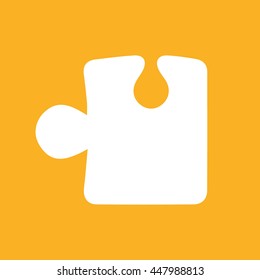 White puzzle icon vector illustration. Yellow background