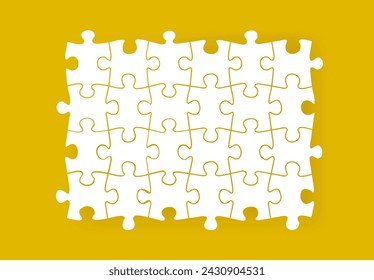 White Puzzle Isolated Yellow Background With Gradient Mesh, Vector Illustration