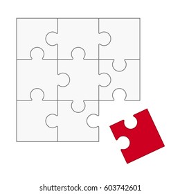 White Puzzle With One Red Part Not Fitting