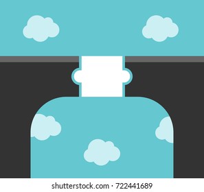 White Puzzle Piece Bridge Across Large Gap High Above Clouds. Solution, Partnership And Communication Concept. Flat Design. Vector Illustration, No Transparency, No Gradients