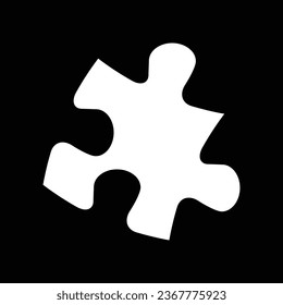 WHITE PUZZLE PIECE ISOLATED ON BLACK