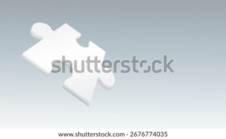 White puzzle piece isolated on a gradient background, representing teamwork, problem solving, connection, and business strategy concept.