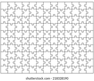 White puzzle with separate elements, vector illustration 
