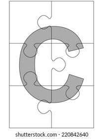 White puzzle, vector illustration, alphabet