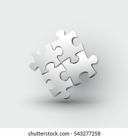 White puzzle. Vector illustration EPS 10. Isolated on white background. 