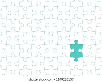 White puzzles arranged on a green background. Vector Illustration