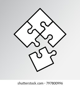 White puzzles on gray background. Vector illustration
