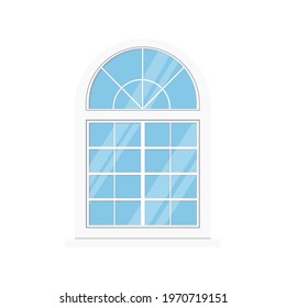White pvc window frame icon isolated on white background. Room wooden or plactic window with sill. Vector illustration of element of architecture and interior design in flat style.