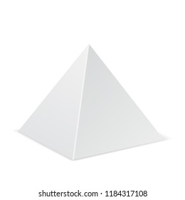 White pyramid mockup. 3d template. Vector illustration isolated on white background