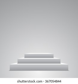 White Pyramid. Steps. Pedestal. Podium. Vector illustration.