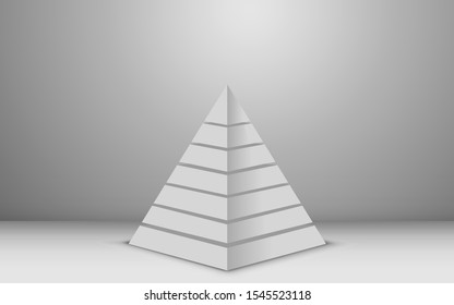 white pyramid in the white studio room