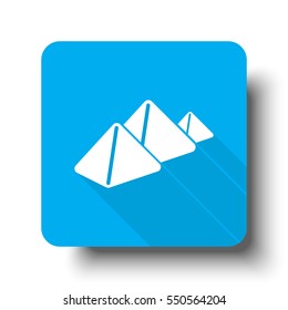 White Pyramids icon on blue web button