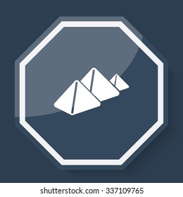 White Pyramids icon on plum blue web app button