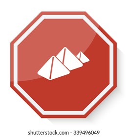 White Pyramids icon on red stop sign web app
