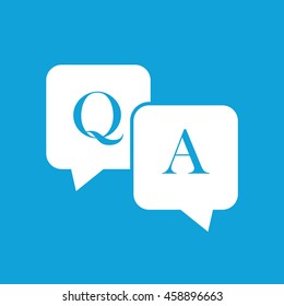 White Q&A questions and answers icon vector. Blue background