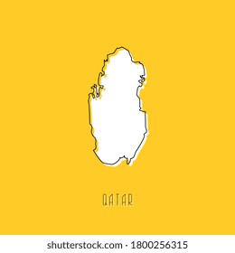 White Qatar country map with black outline on yellow background. Simple geographic territory template concept. Vector illustration easy to edit and customize. EPS10