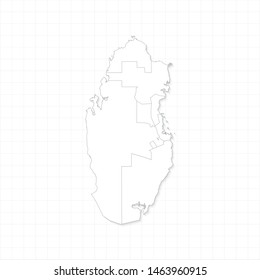 White Qatar map and grid vector. Thin gray outline on white background. EPS10.
