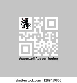 White QR code and Appenzell Ausserrhoden flag on top corner. The canton of Switzerland with text Appenzell Ausserrhoden.