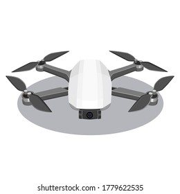 Dron Cuadcopter Blanco con la ilustración del vector Gadget de la cámara.