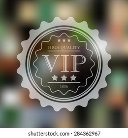 White quality label on mesh background. eps10