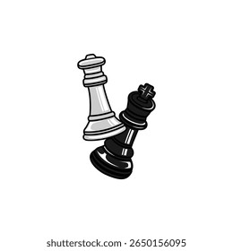 white queen overthrows black king in chess game vector illustration