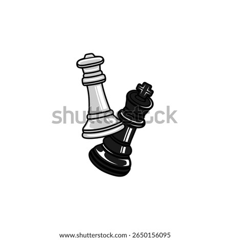 white queen overthrows black king in chess game vector illustration