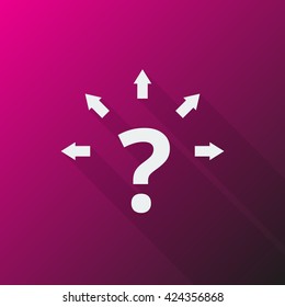White Question Mark Arrows icon on pink background