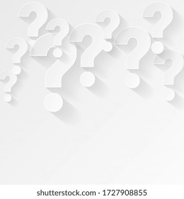 White Question Mark Background In Minimal Style