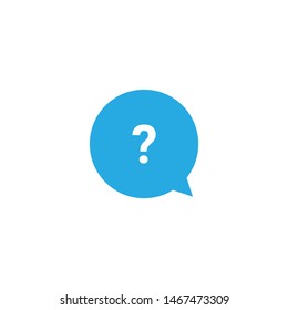 White question mark in the blue speech bubble icon design 