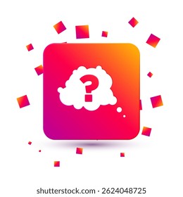 White Question mark icon isolated on white background. FAQ sign. Copy files, chat speech bubble and chart. Square color button. Vector