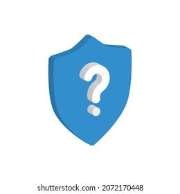 white question mark on blue shield, 3d isometric icon