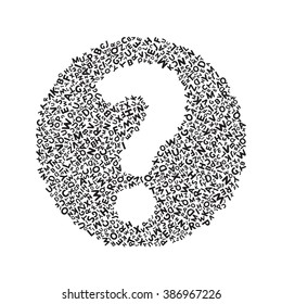 White Question mark  on the letters background