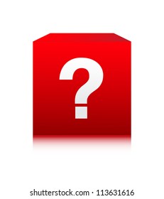 White question mark on red box isolated on white
