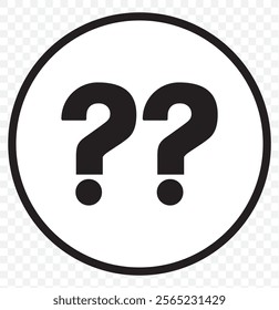 White Question Mark on transparent Background with Skeptical Expression. eps 10.